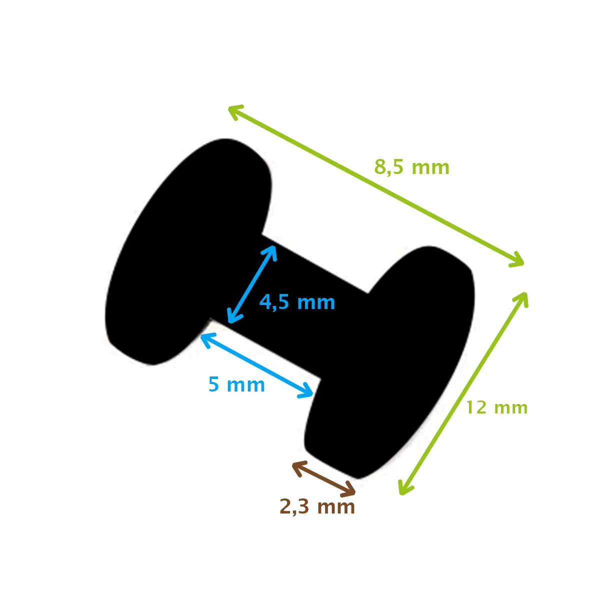 Vis chicago BOMBÉE en laiton - Diamètre 12mm - Entraxe 5mm - S. Poursin – Image 3