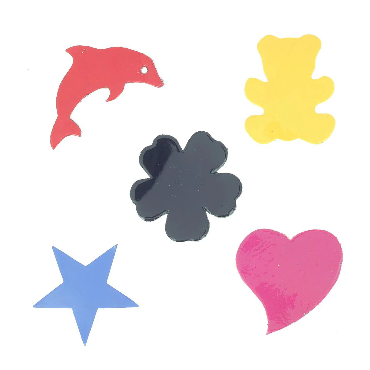 Lot de 5 découpes Ours, Dauphin, Fleur, Étoile, Coeur - Verni - DIVERS – Image 2