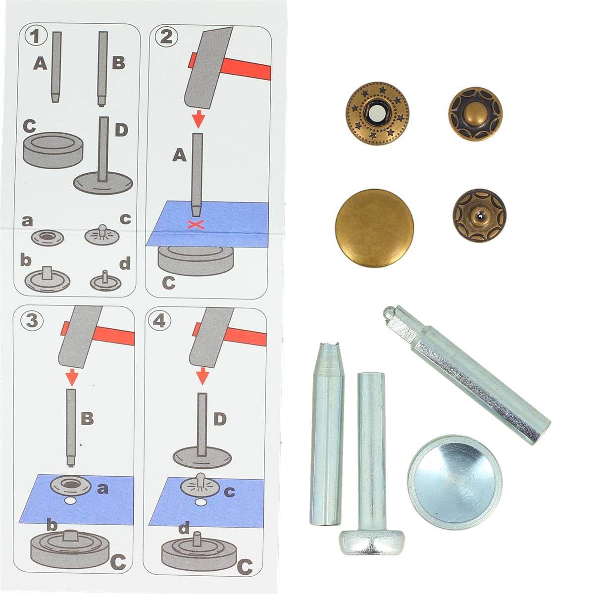 Kit de 10 boutons pression et outils de pose - 15mm – Image 5