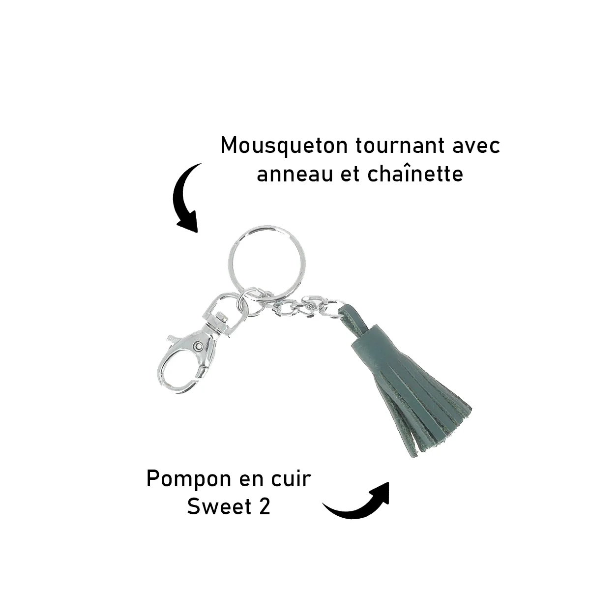 Lot de 10 découpes POMPONS pour porte-clés en cuir SWEET 2 - Couleurs Diverses – Image 2