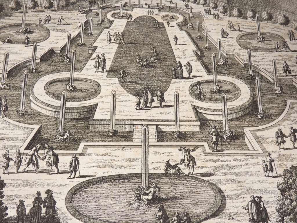 Versailles, La salle des Festins, gravure d’époque XVII ème des jardins par Gabriel Pérelle – Image 5