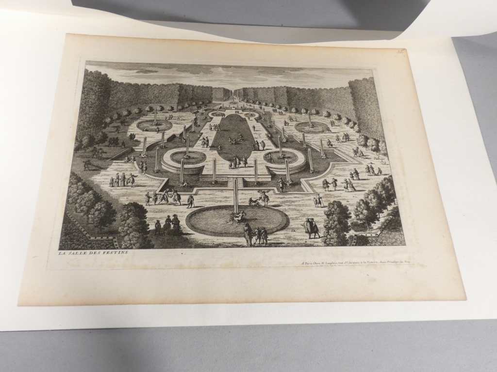 Versailles, La salle des Festins, gravure d’époque XVII ème des jardins par Gabriel Pérelle – Image 3
