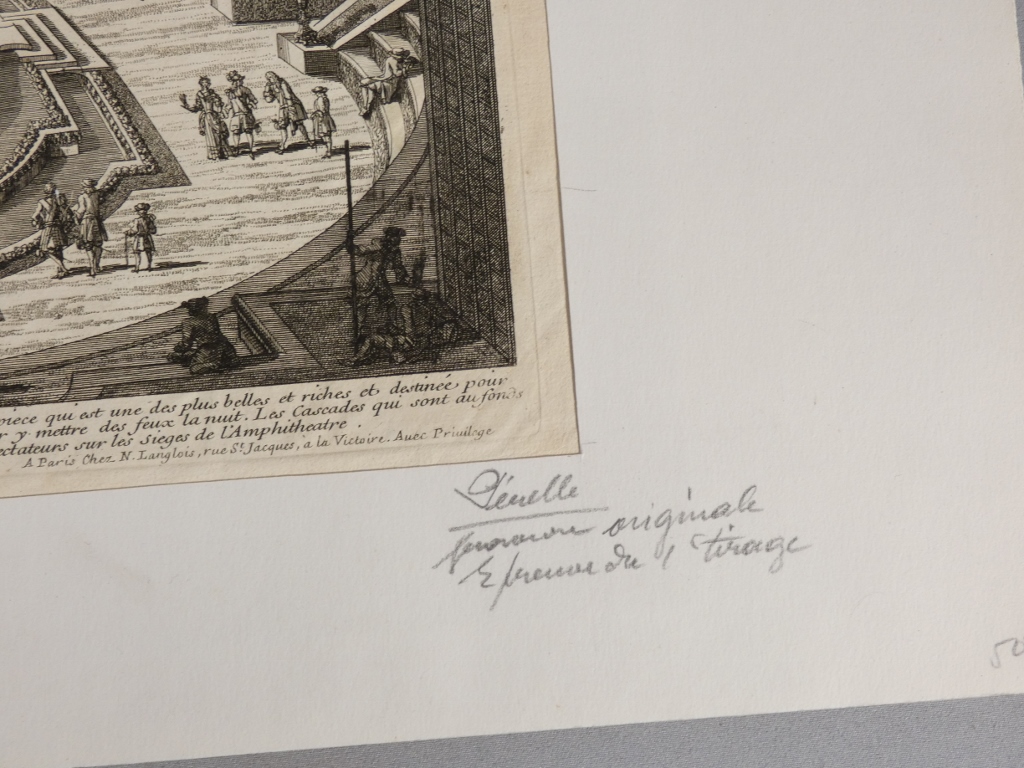 Versailles, La salle du Bal, gravure d’époque XVII ème des jardins par Gabriel Pérelle – Image 9