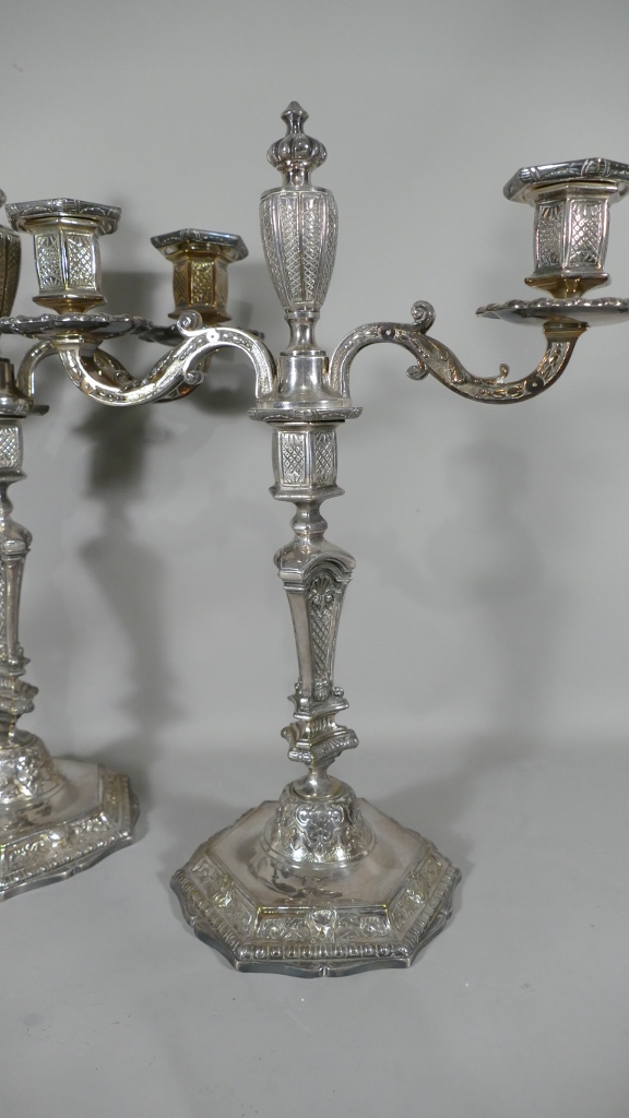 Paire De Chandeliers Regence En Bronze Argenté, époque Fin XIX ème – Image 2