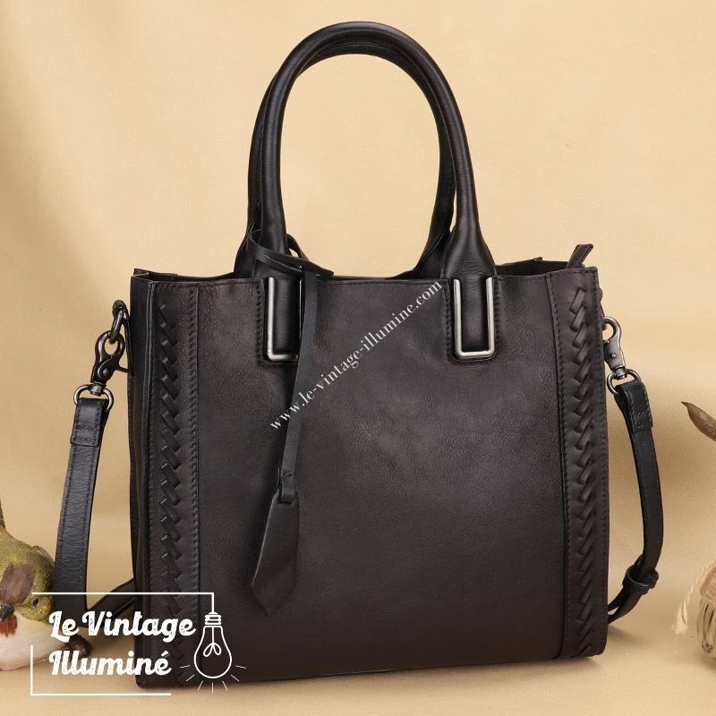 Sac à Main Vintage En Cuir de Vachette – Image 6