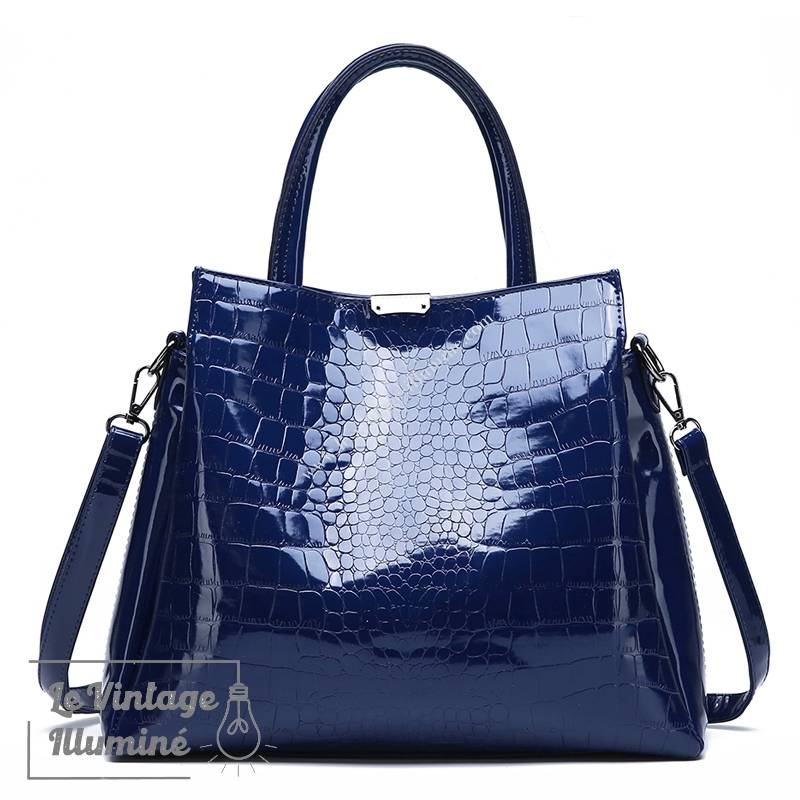 Sac à Main Simili Motif Croco Fermeture Magnétique