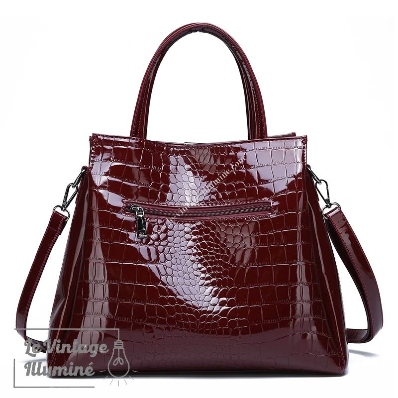 Sac à Main Simili Motif Croco Fermeture Magnétique – Image 5