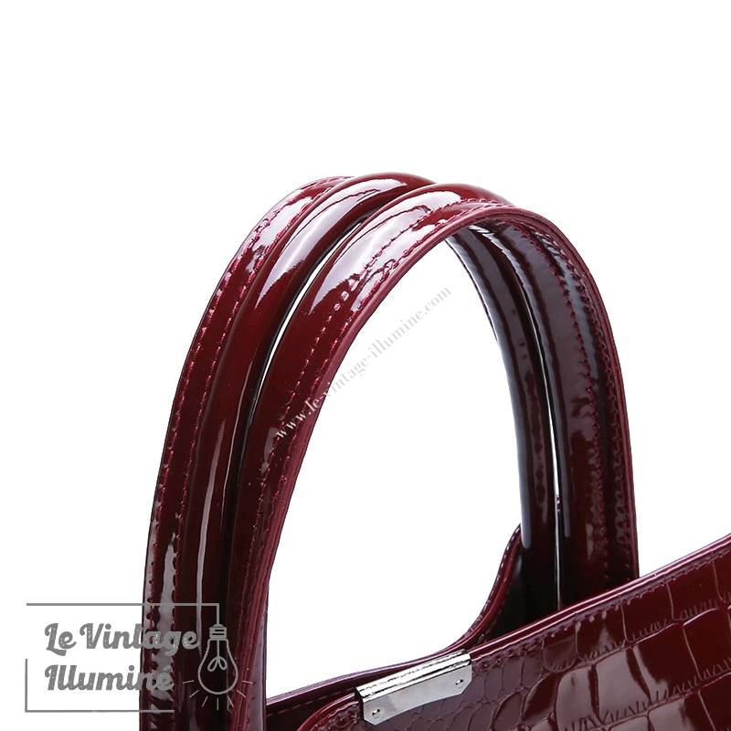 Sac à Main Simili Motif Croco Fermeture Magnétique – Image 7