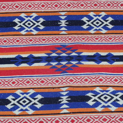 Tapis kilim turc orange bleu et noir antique – Image 2