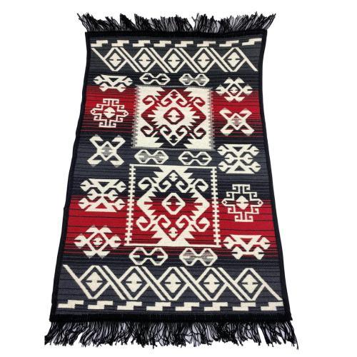 Tapis kilim turc rouge et noir antique