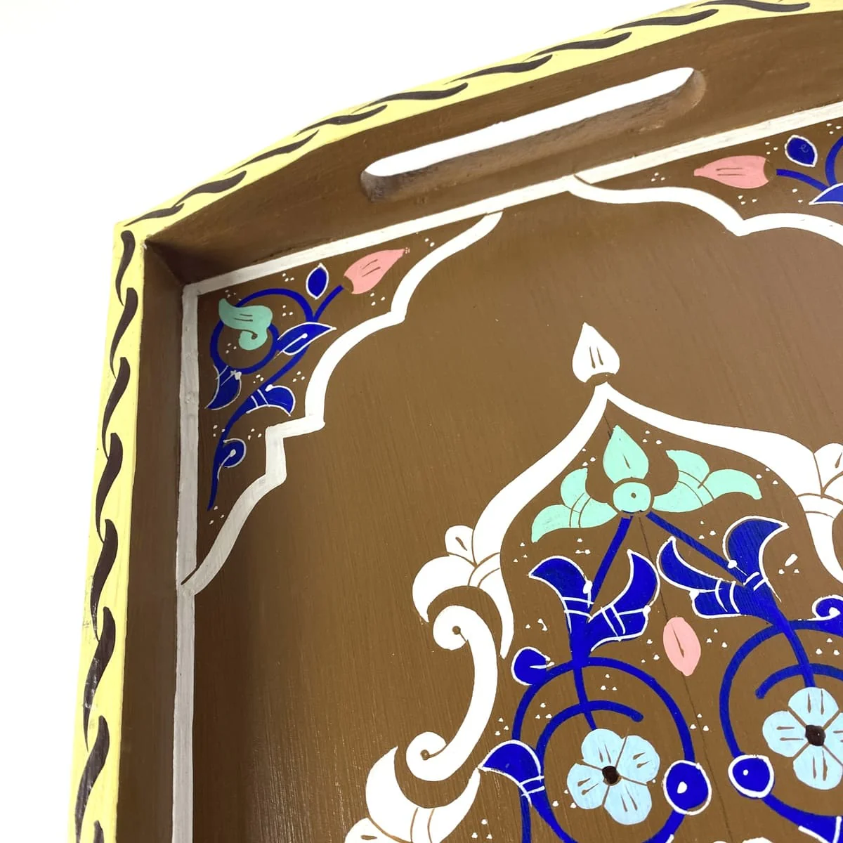 Plateau à thé marocain marron café 47x28 – Image 4