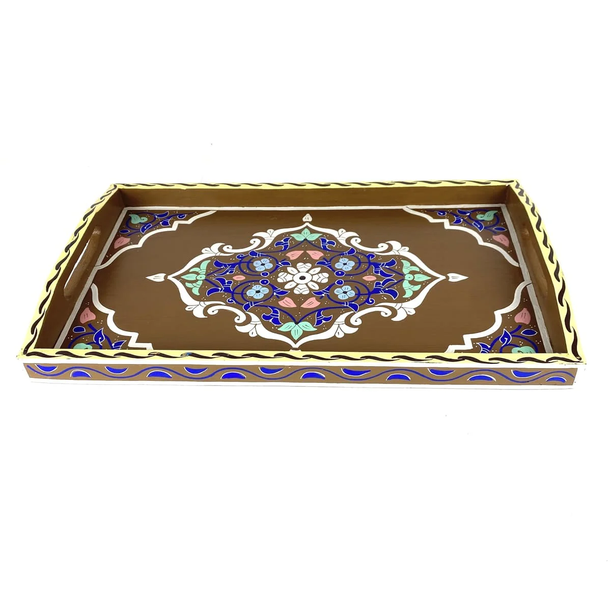 Plateau à thé marocain marron café 47x28 – Image 2
