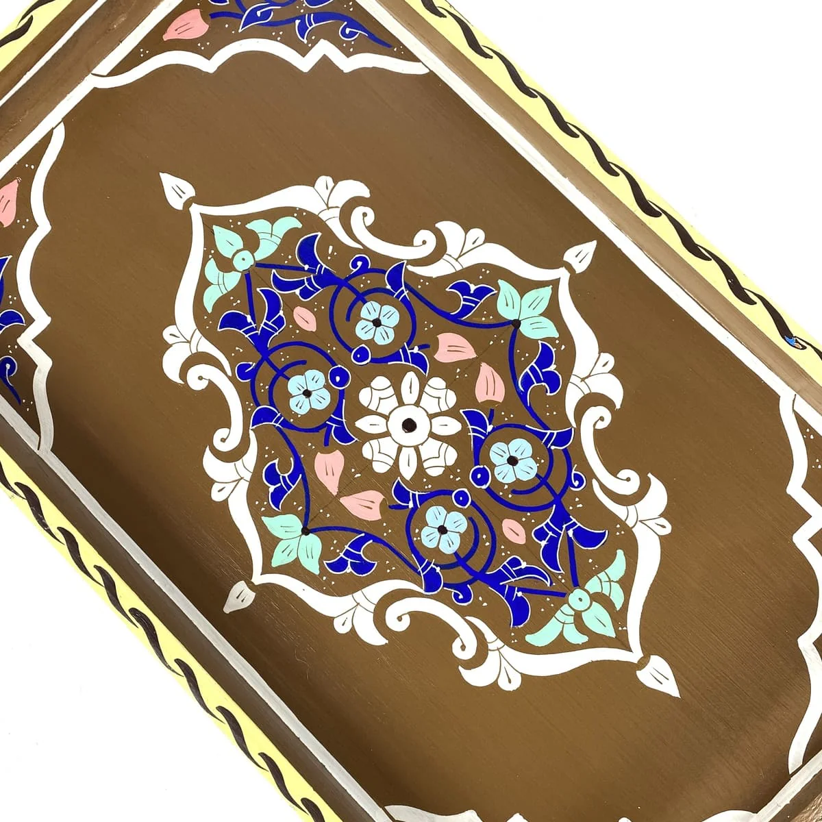 Plateau à thé marocain marron café 47x28 – Image 3