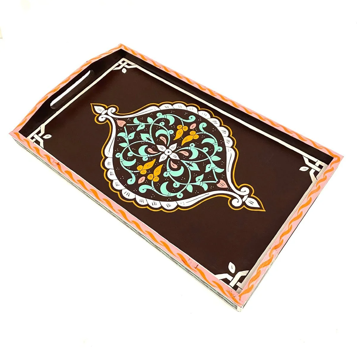 Plateau à thé marocain marron 47x28