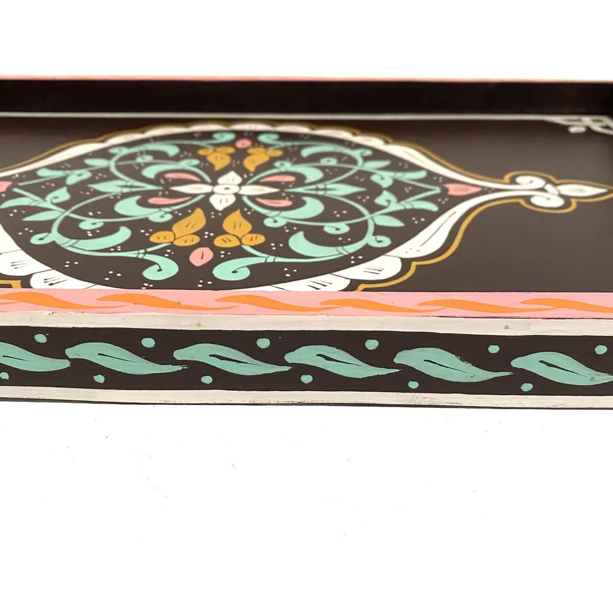 Plateau à thé marocain marron 47x28 – Image 7