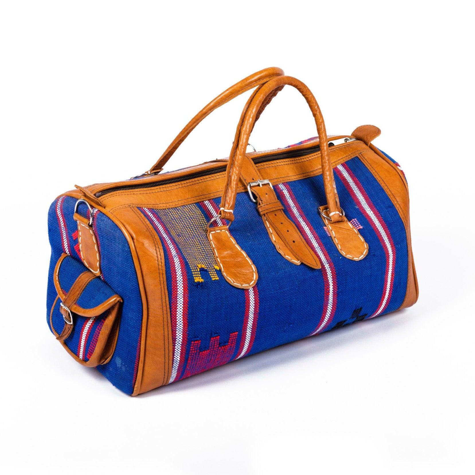 Sac de voyage en cuir marocain avec kilim