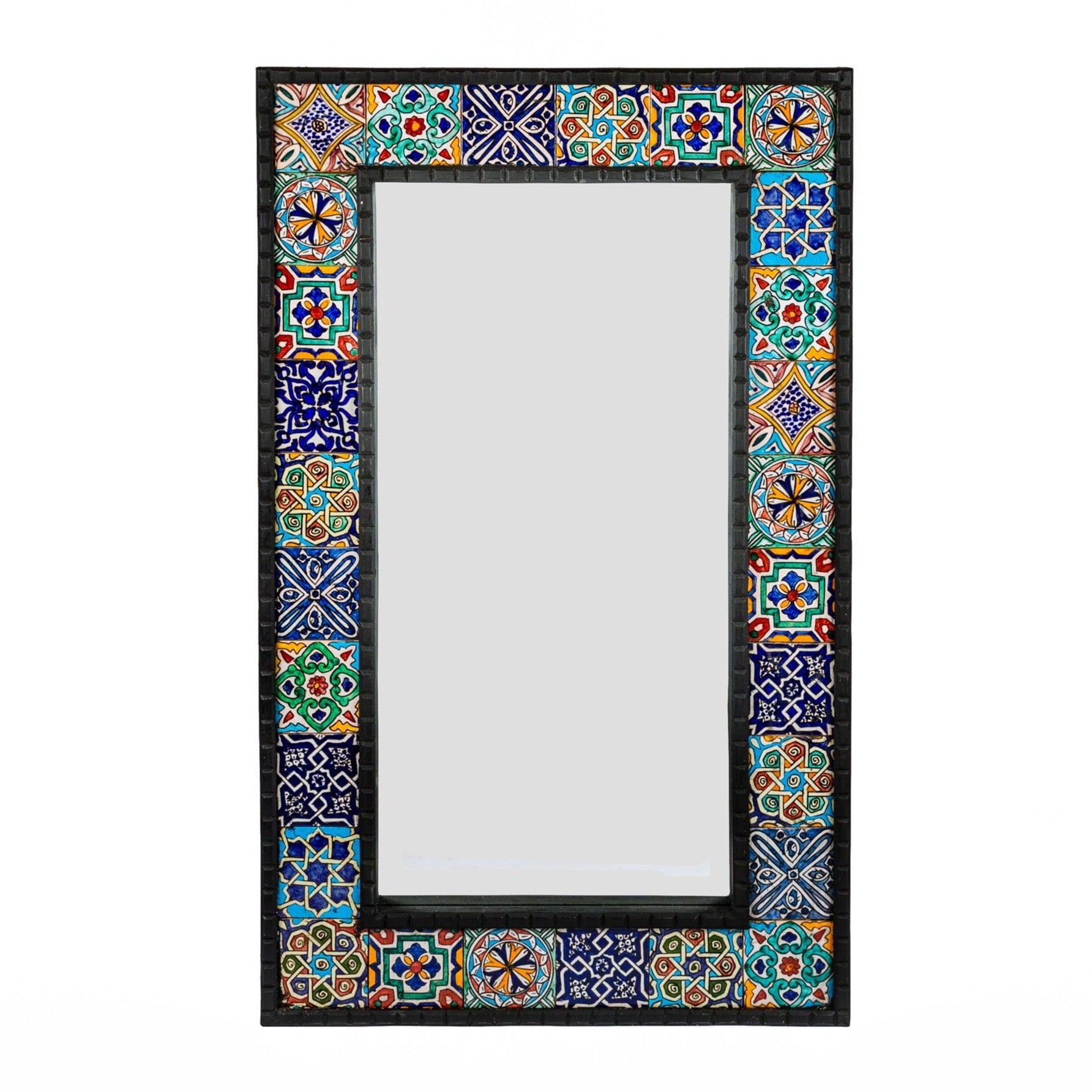 Miroir carrelé arabe en bois de pin