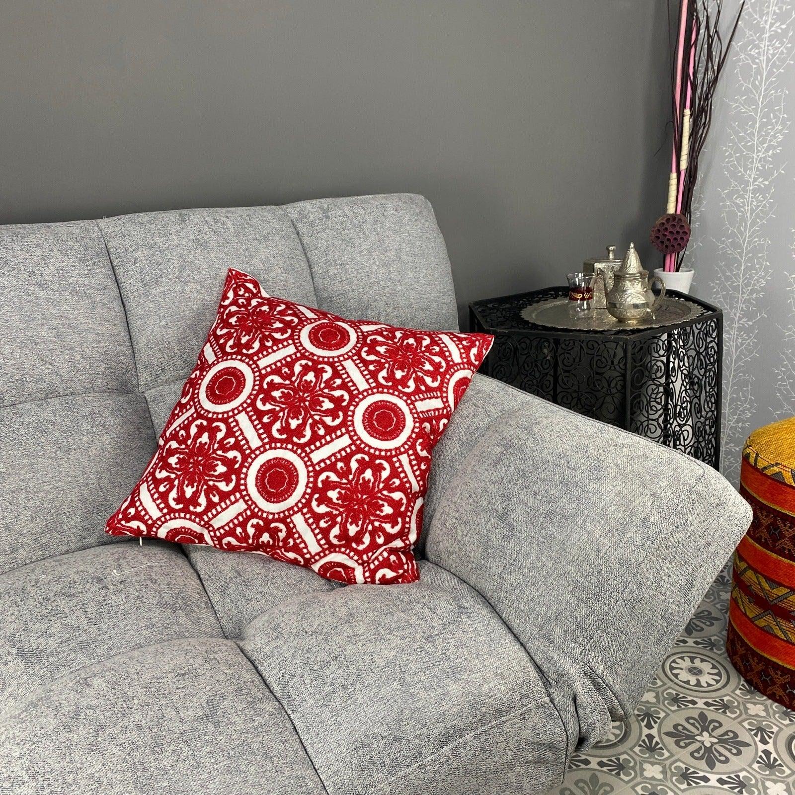 Housse de coussin arabe florale rouge MK6 – Image 3