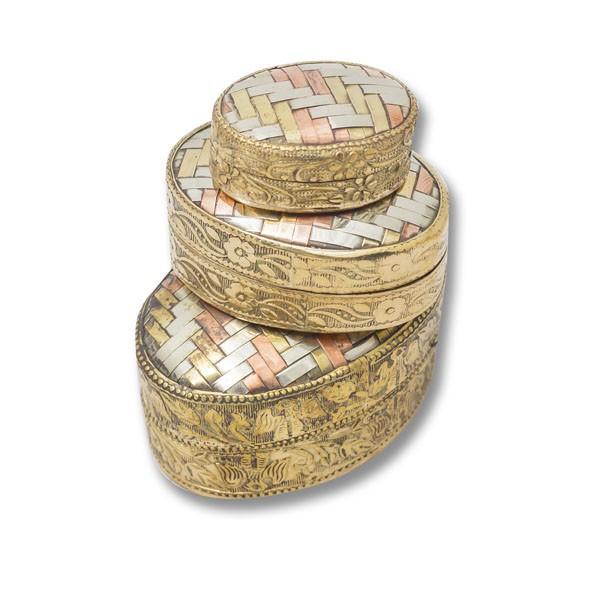 Ensemble de 3 boîtes à bijoux ovales en cuivre tressé – Image 2