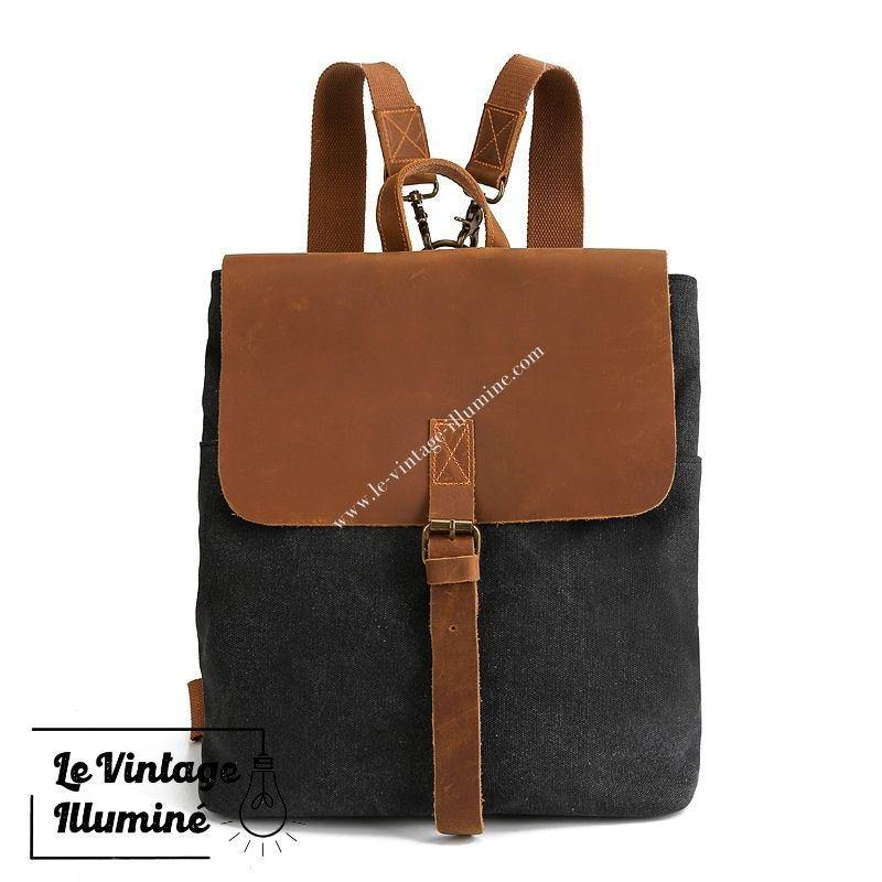 Sac à Dos Vintage Femme Cuir et Canvas – Image 2