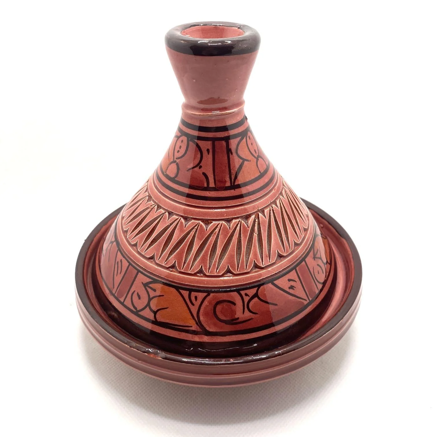 Tajine marocain en céramique sculptée rouge 16cm – Image 2